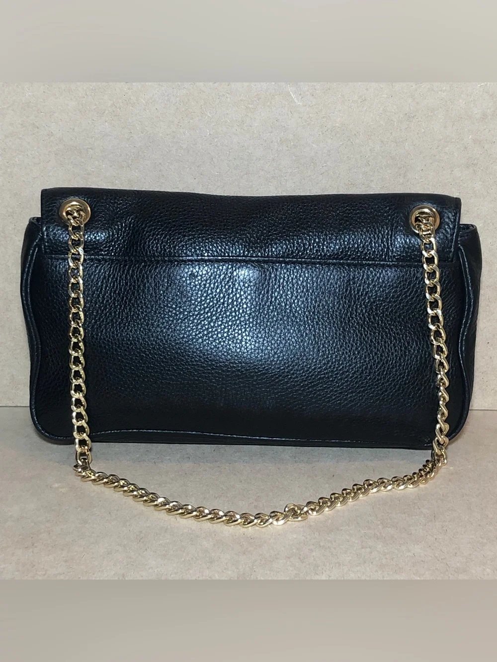 Michael Kors Black Leather Shoulder Bag w/ Gold Chain Strap